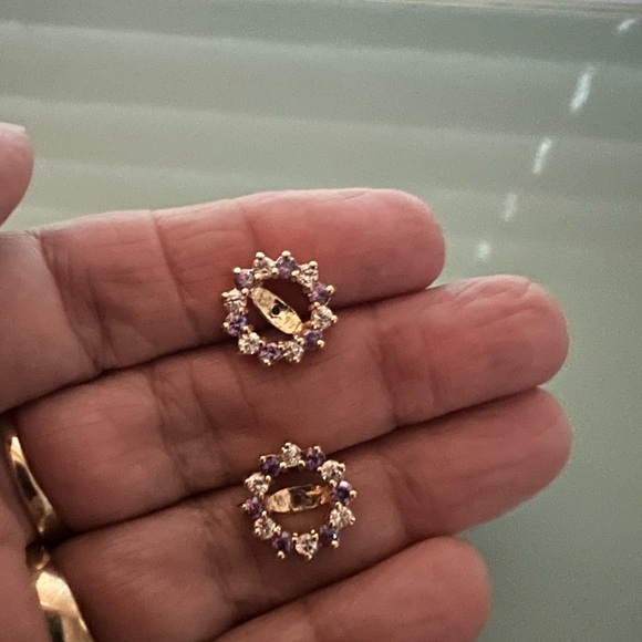 Vintage Ross Simons Amethyst n Simulated Diamond CZ Jackets - Picture 1 of 5